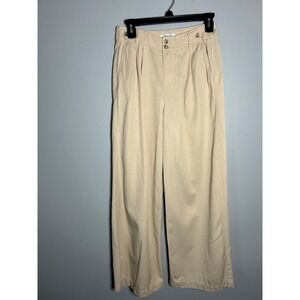 Madewell The Harlow Wide-Leg Pant Beige Tan Pleated Trousers 0P Petite